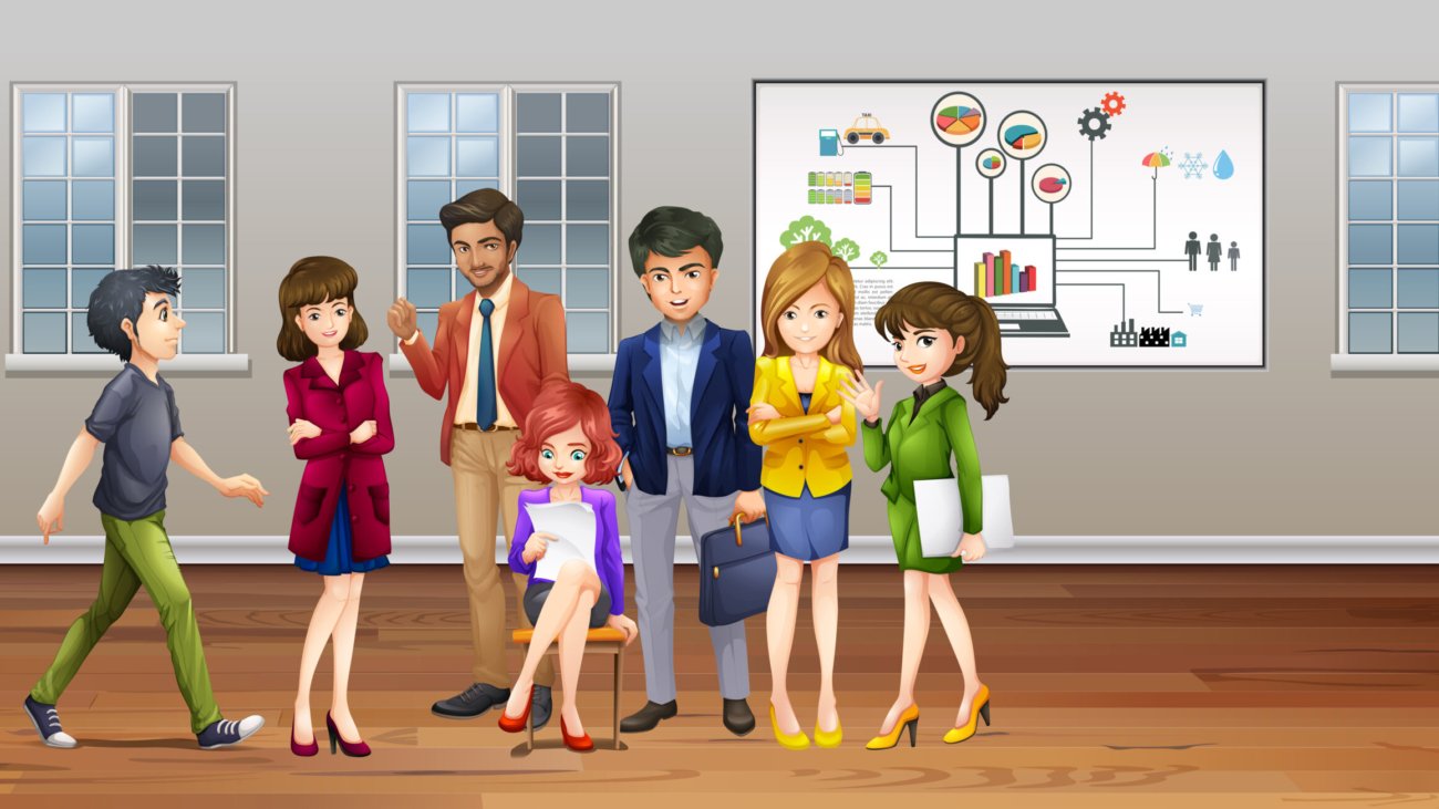 Lots of business people in the office illustration